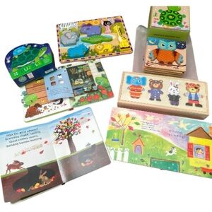 Colorful Kids Puzzle and Book Set Toddler Bundle